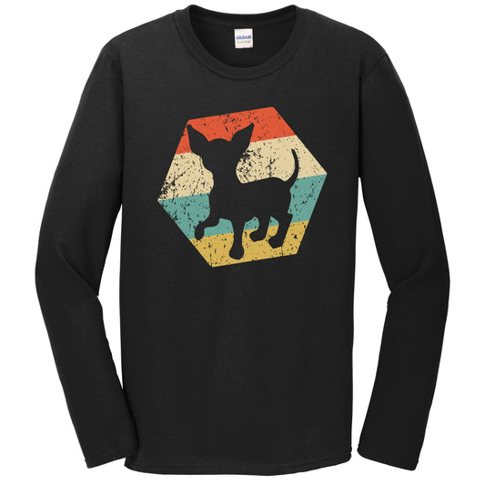 Chihuahua Dog Breed Retro Distressed Hexagon Long Sleeve T-Shirt
