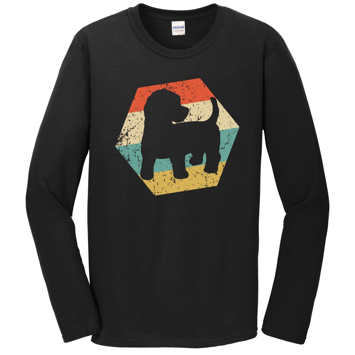 Cockapoo Dog Breed Retro Distressed Hexagon Long Sleeve T-Shirt