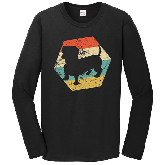Dachshund Dog Breed Retro Distressed Hexagon Long Sleeve T-Shirt