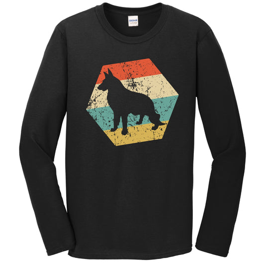 German Shepherd Dog Breed Retro Distressed Hexagon Long Sleeve T-Shirt