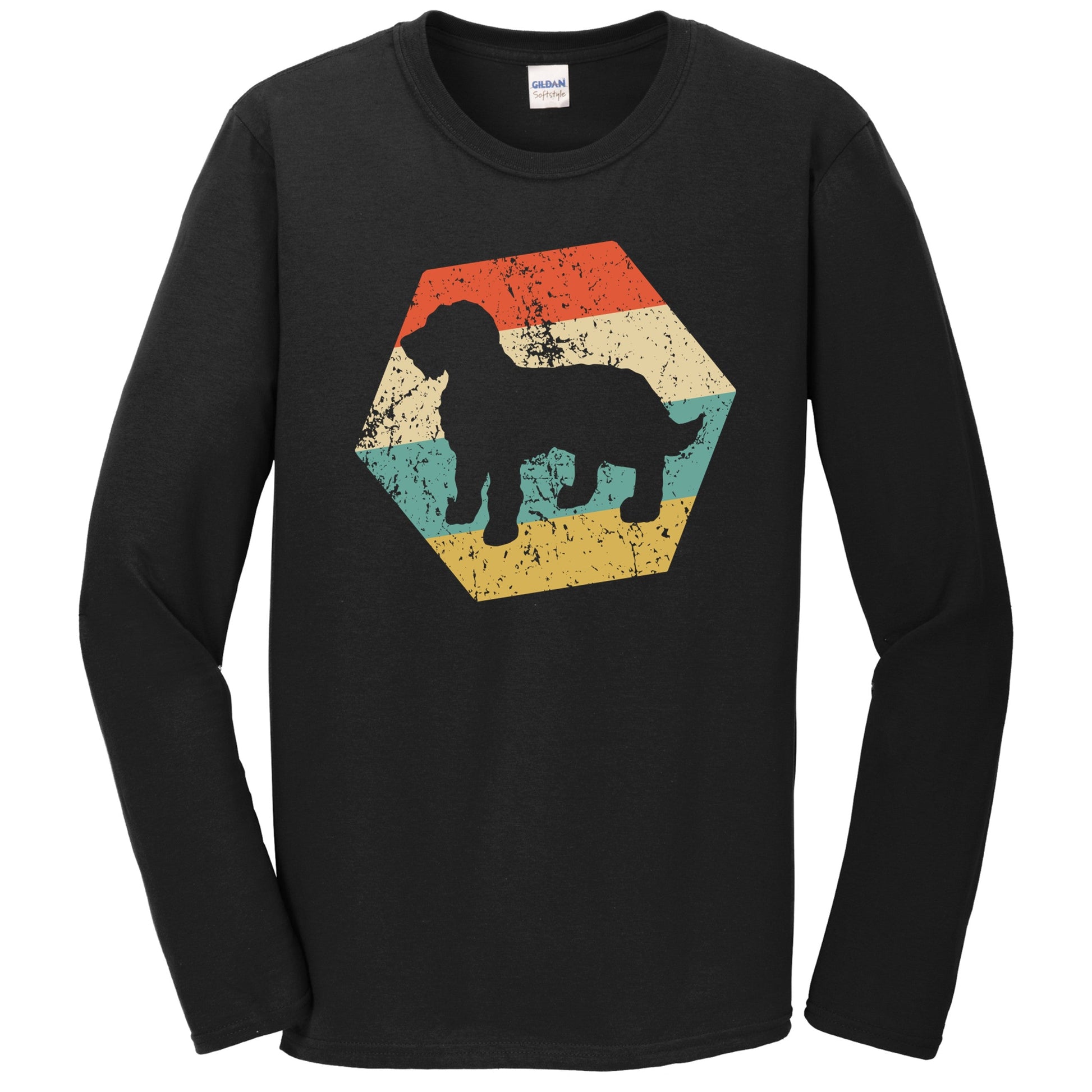 Goldendoodle Dog Breed Retro Distressed Hexagon Long Sleeve T-Shirt