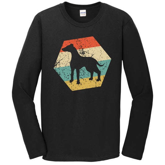 Greyhound Dog Breed Retro Distressed Hexagon Long Sleeve T-Shirt