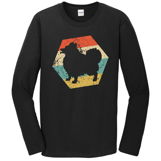 Pomeranian Dog Breed Retro Distressed Hexagon Long Sleeve T-Shirt