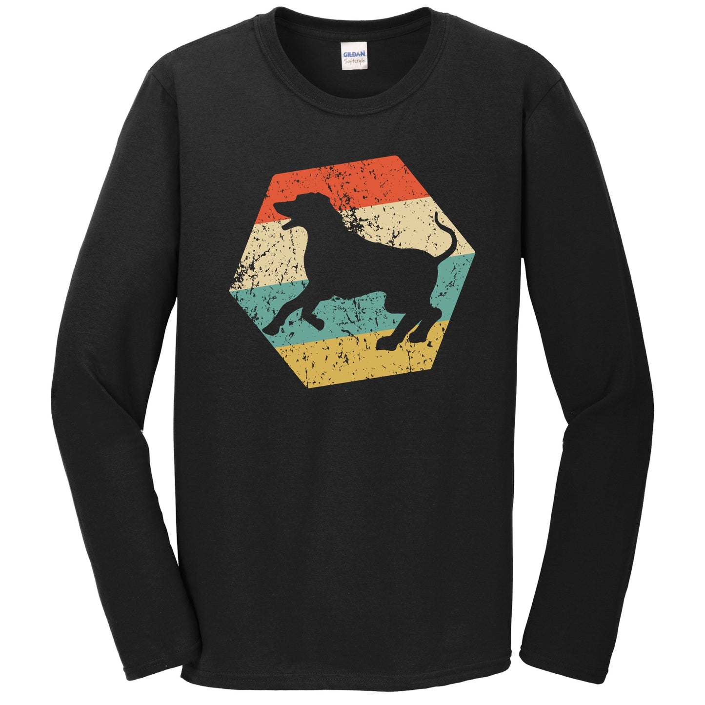 Rhodesian Ridgeback Dog Breed Retro Distressed Hexagon Long Sleeve T-Shirt