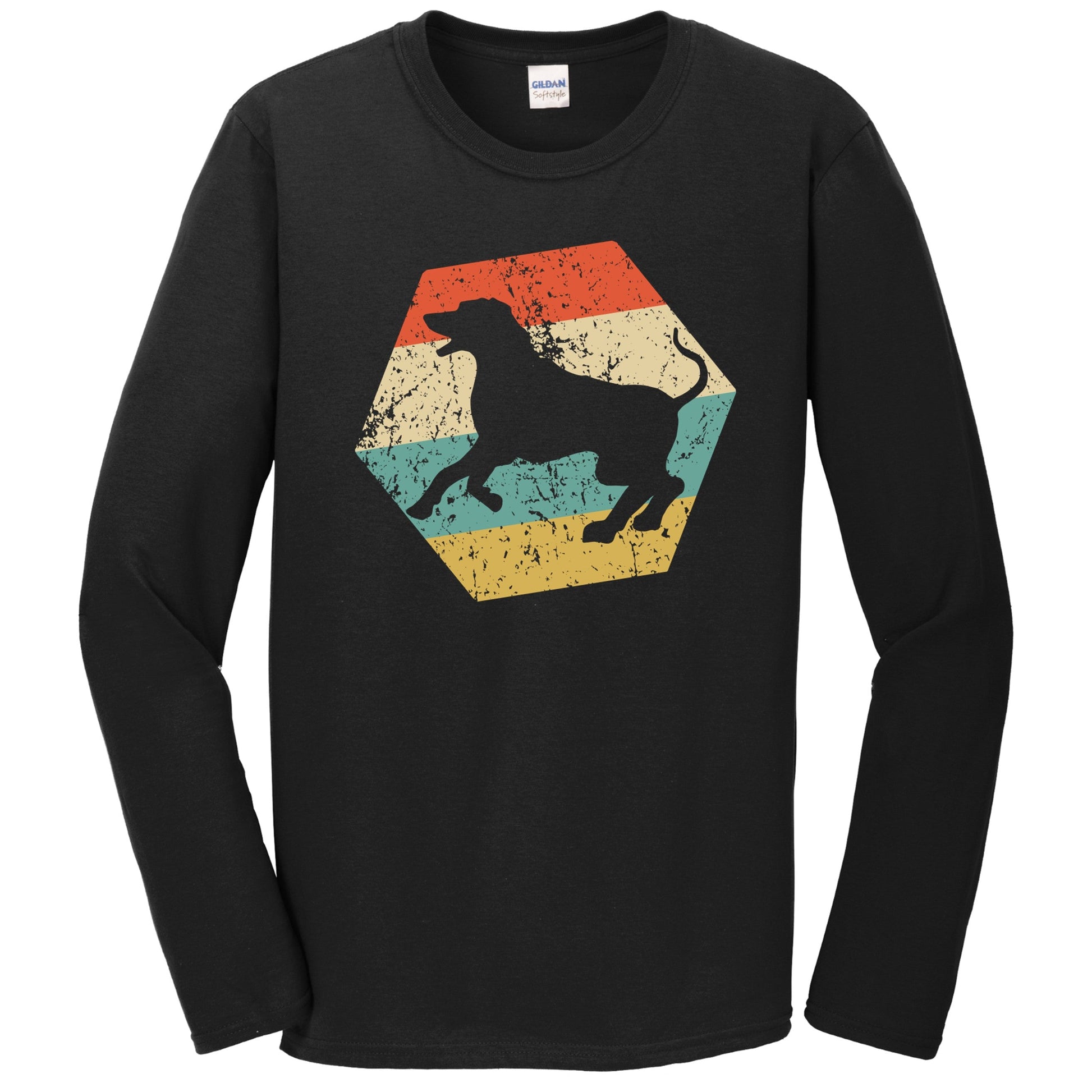 Rhodesian Ridgeback Dog Breed Retro Distressed Hexagon Long Sleeve T-Shirt