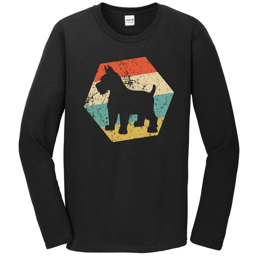 Schnauzer Dog Breed Retro Distressed Hexagon Long Sleeve T-Shirt