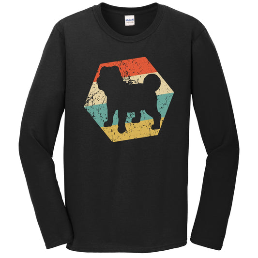Shar Pei Dog Breed Retro Distressed Hexagon Long Sleeve T-Shirt