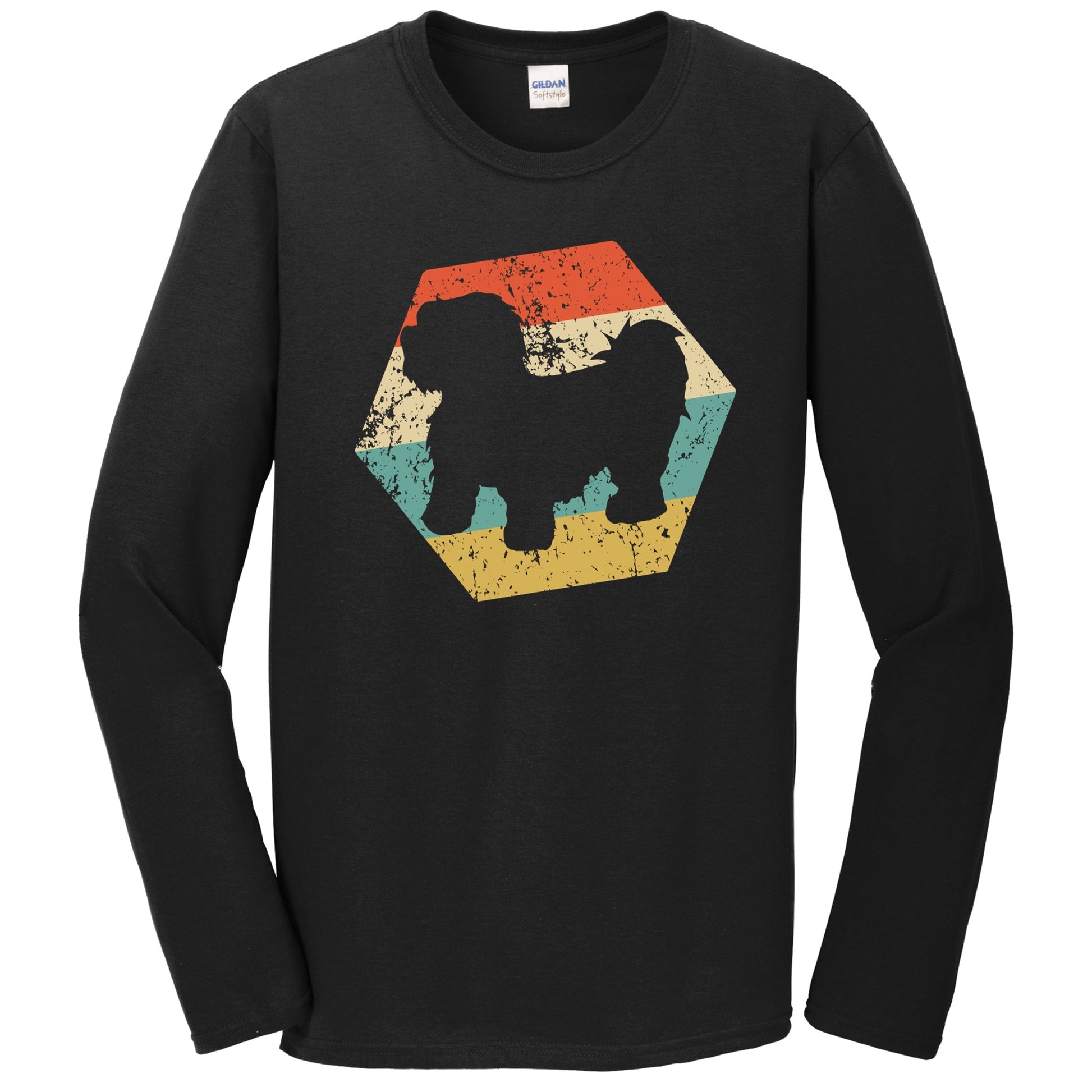 Shih Tzu Dog Breed Retro Distressed Hexagon Long Sleeve T-Shirt