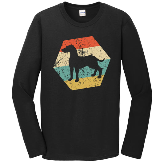 Vizsla Dog Breed Retro Distressed Hexagon Long Sleeve T-Shirt