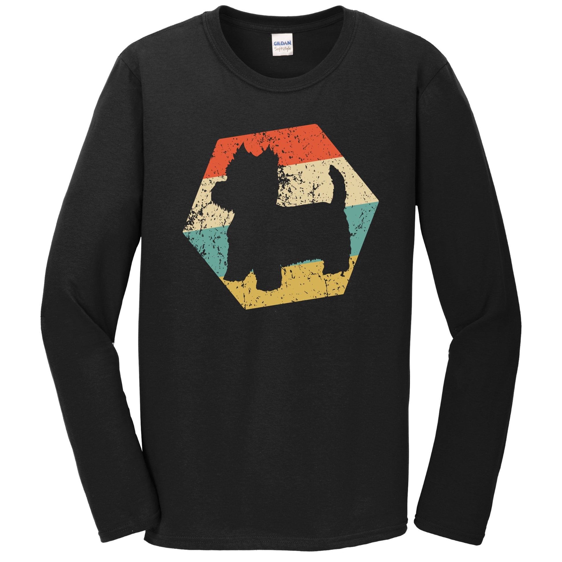 West Highland White Terrier Dog Breed Distressed Hexagon Long Sleeve T-Shirt