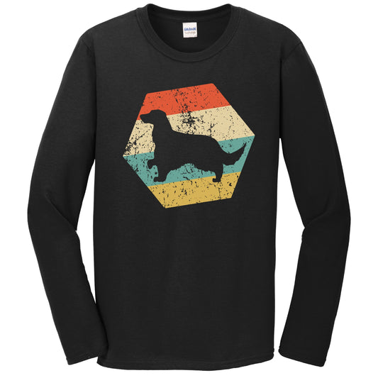Gordon Setter Dog Breed Retro Distressed Hexagon Long Sleeve T-Shirt