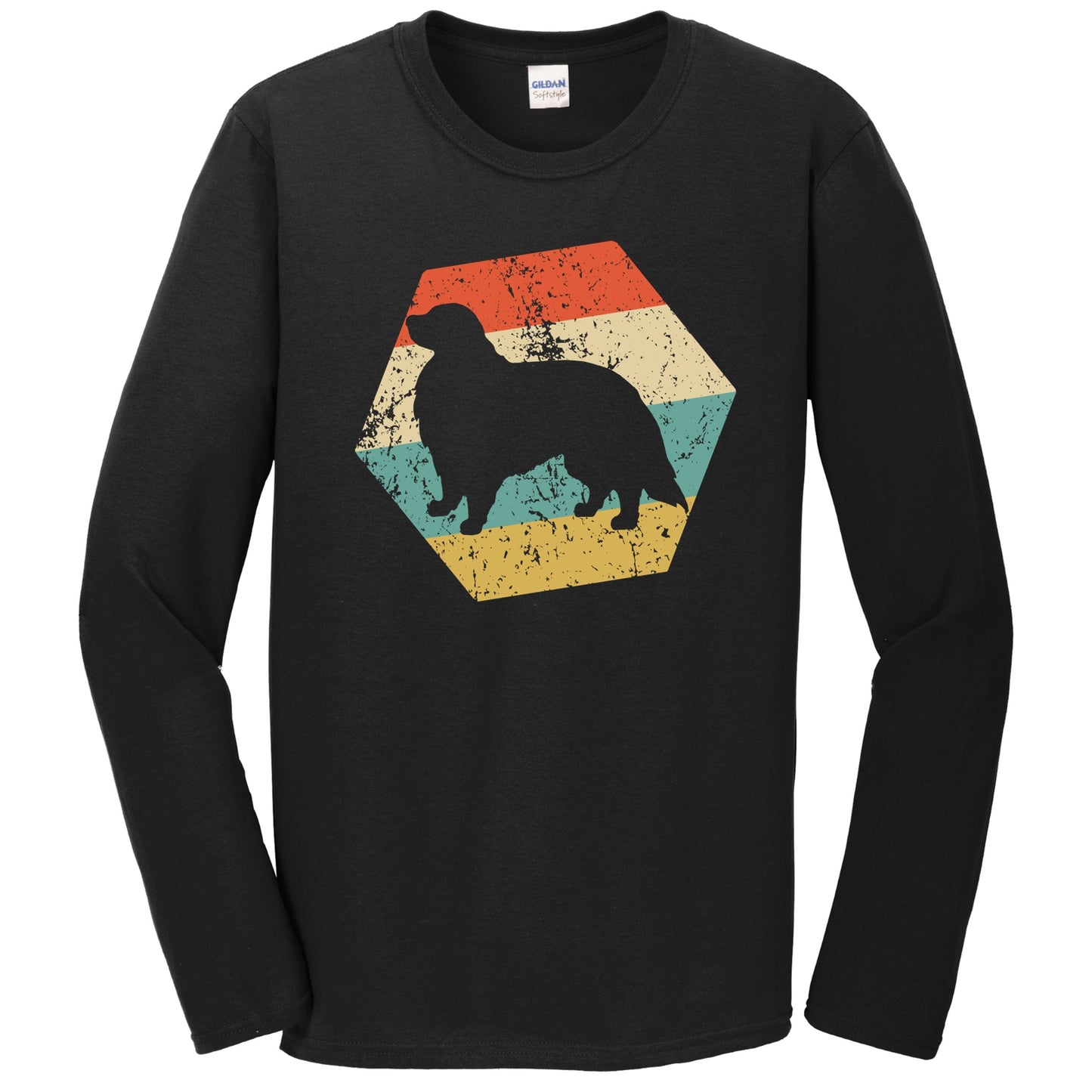 Great Pyrenees Dog Breed Retro Distressed Hexagon Long Sleeve T-Shirt