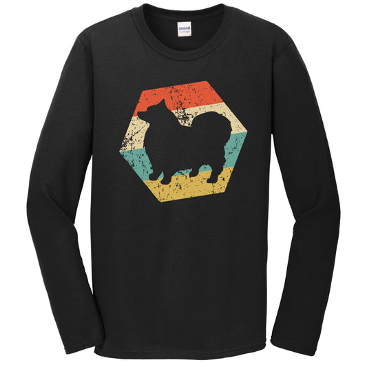 Keeshond Dog Breed Retro Distressed Hexagon Long Sleeve T-Shirt