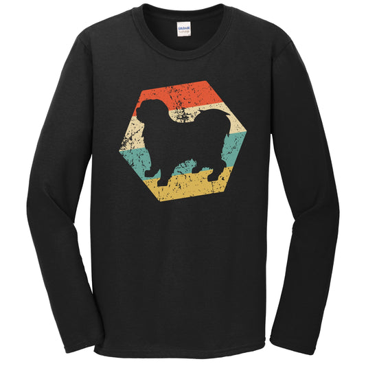 Tibetan Terrier Dog Breed Retro Distressed Hexagon Long Sleeve T-Shirt