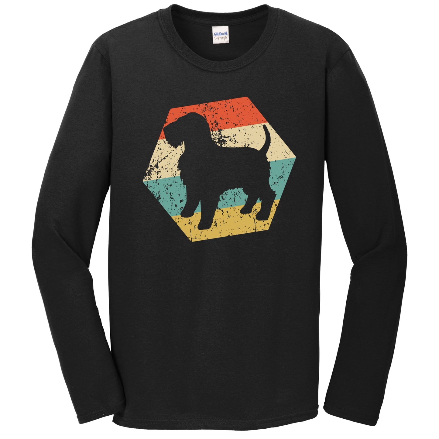 Wheaten Terrier Dog Breed Retro Distressed Hexagon Long Sleeve T-Shirt