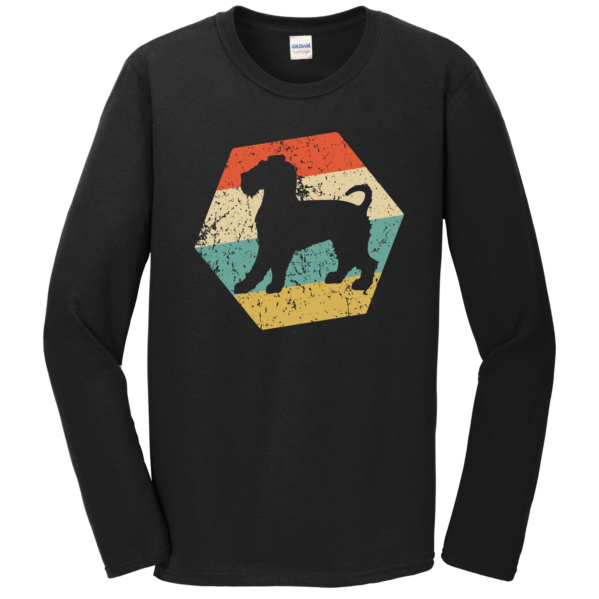 Wire Fox Terrier Dog Breed Retro Distressed Hexagon Long Sleeve T-Shirt