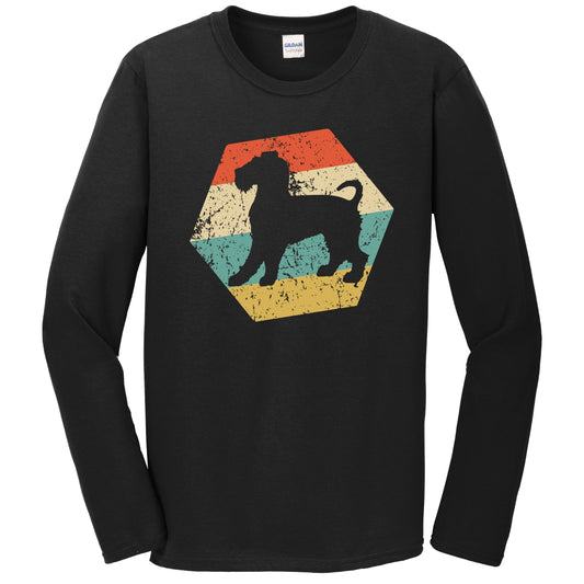 Wire Fox Terrier Dog Breed Retro Distressed Hexagon Long Sleeve T-Shirt