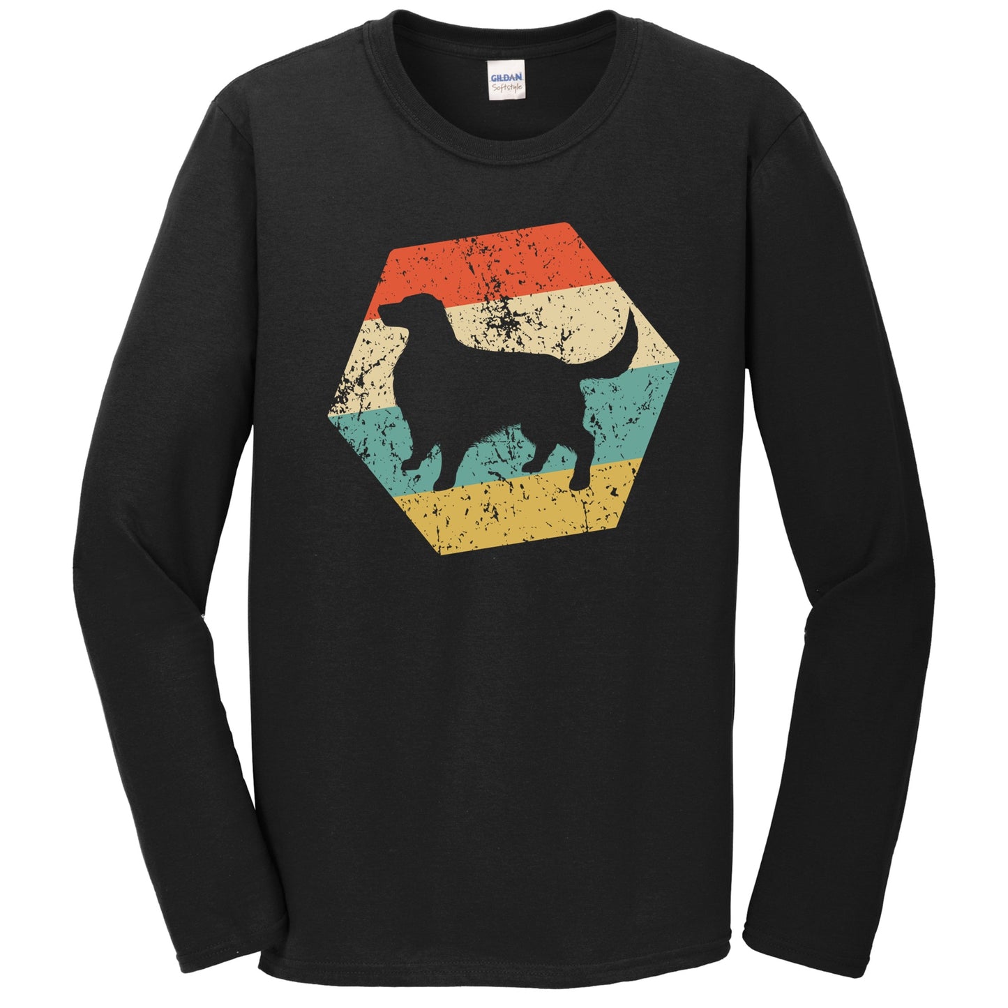 Irish Setter Dog Breed Retro Distressed Hexagon Long Sleeve T-Shirt