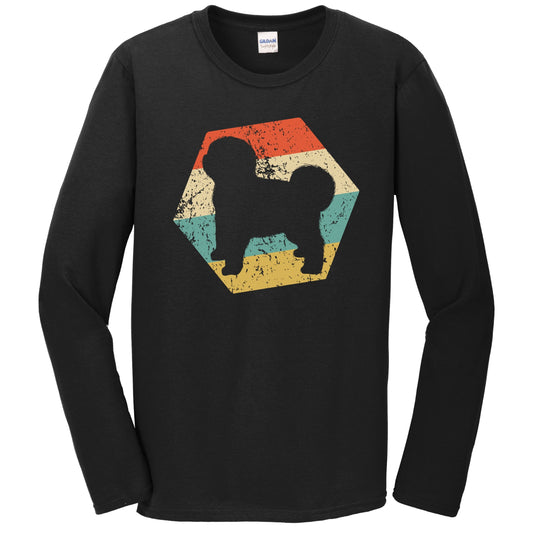 Old English Sheepdog Dog Breed Retro Distressed Hexagon Long Sleeve T-Shirt