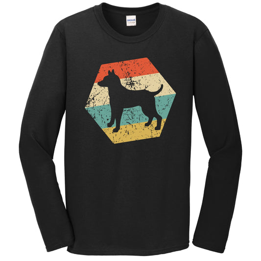 Rat Terrier Dog Breed Retro Distressed Hexagon Long Sleeve T-Shirt