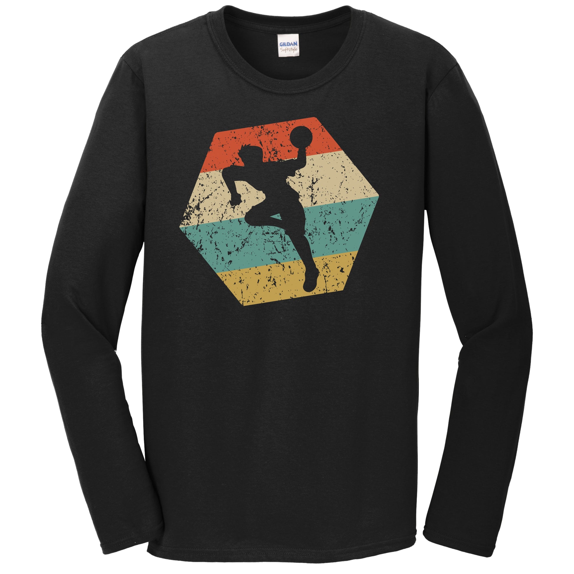 Dodgeball Player Retro Distressed Hexagon Dodgeball Long Sleeve T-Shirt