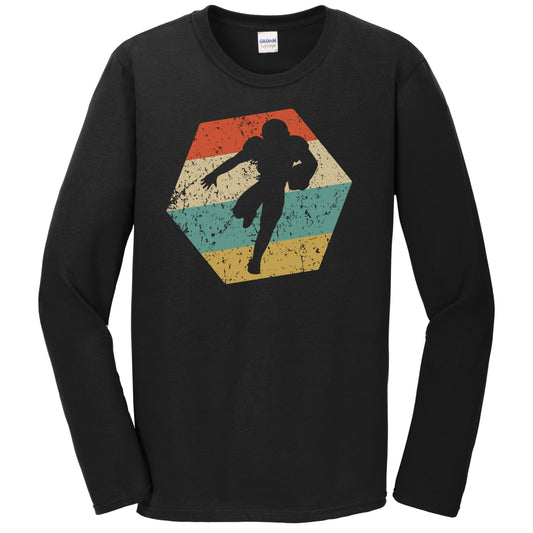 Football Retro Distressed Hexagon Running Back Long Sleeve T-Shirt
