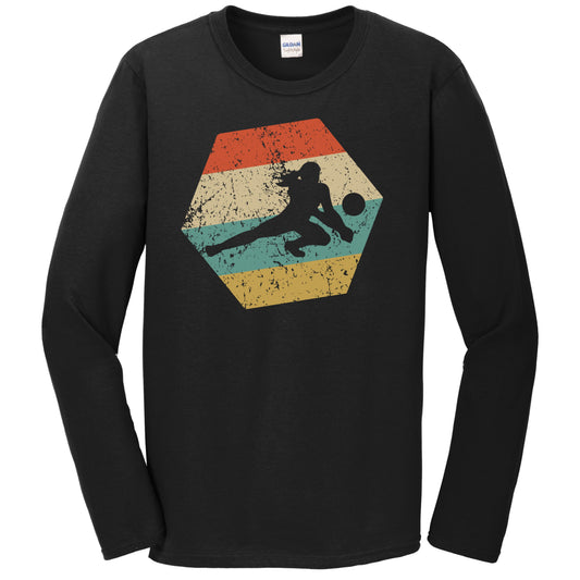 Volleyball Retro Distressed Hexagon Dig Long Sleeve T-Shirt