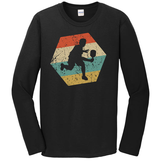 Pickleball Player Retro Distressed Hexagon Pickleball Long Sleeve T-Shirt