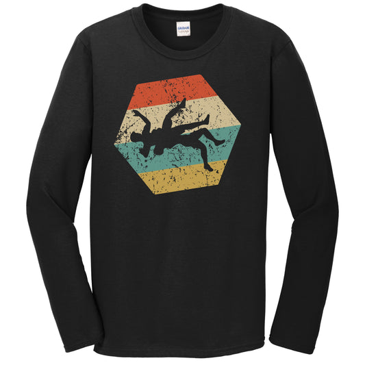 Wrestlers Retro Distressed Hexagon Wrestling Long Sleeve T-Shirt
