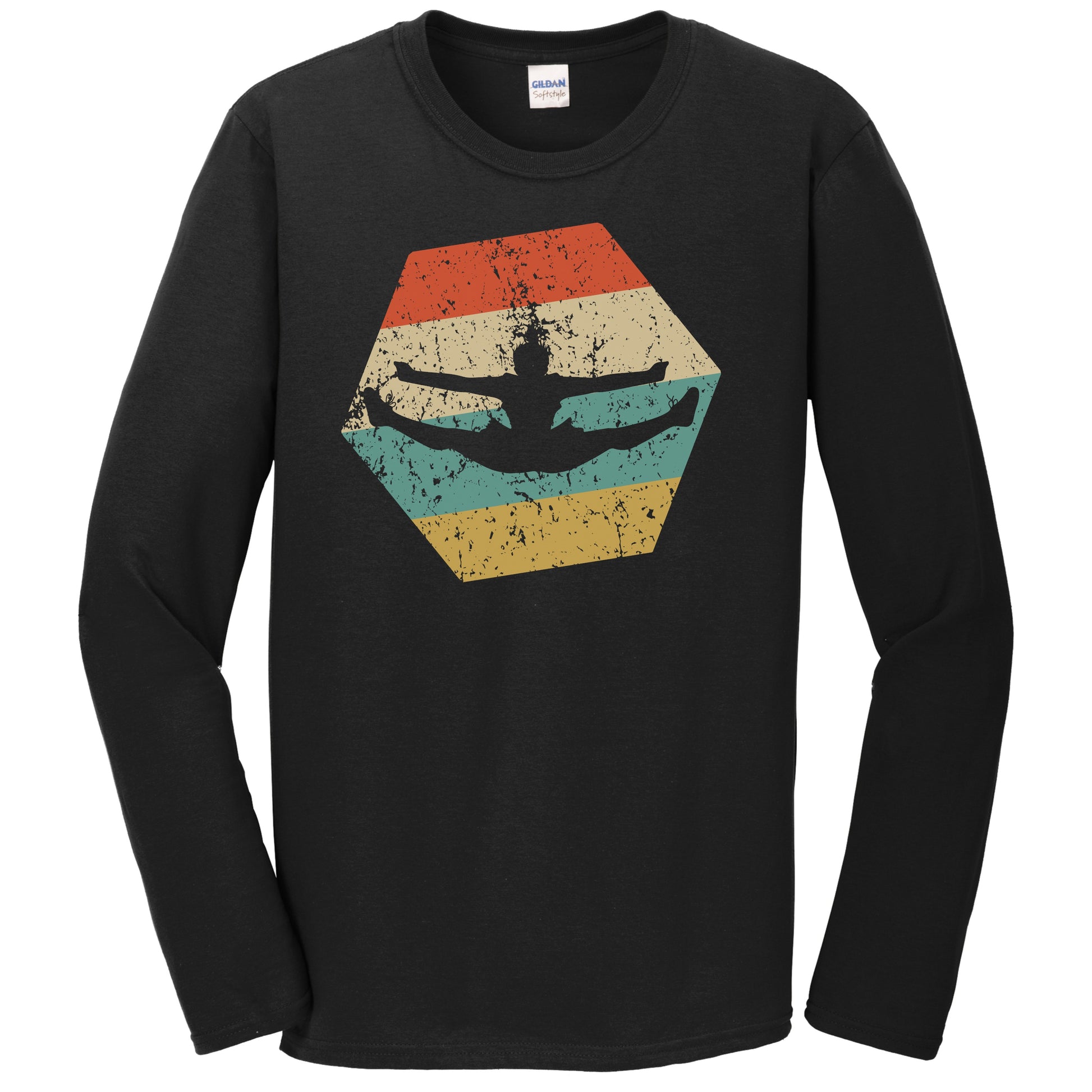 Cheerleading Retro Distressed Hexagon Cheerleader Long Sleeve T-Shirt
