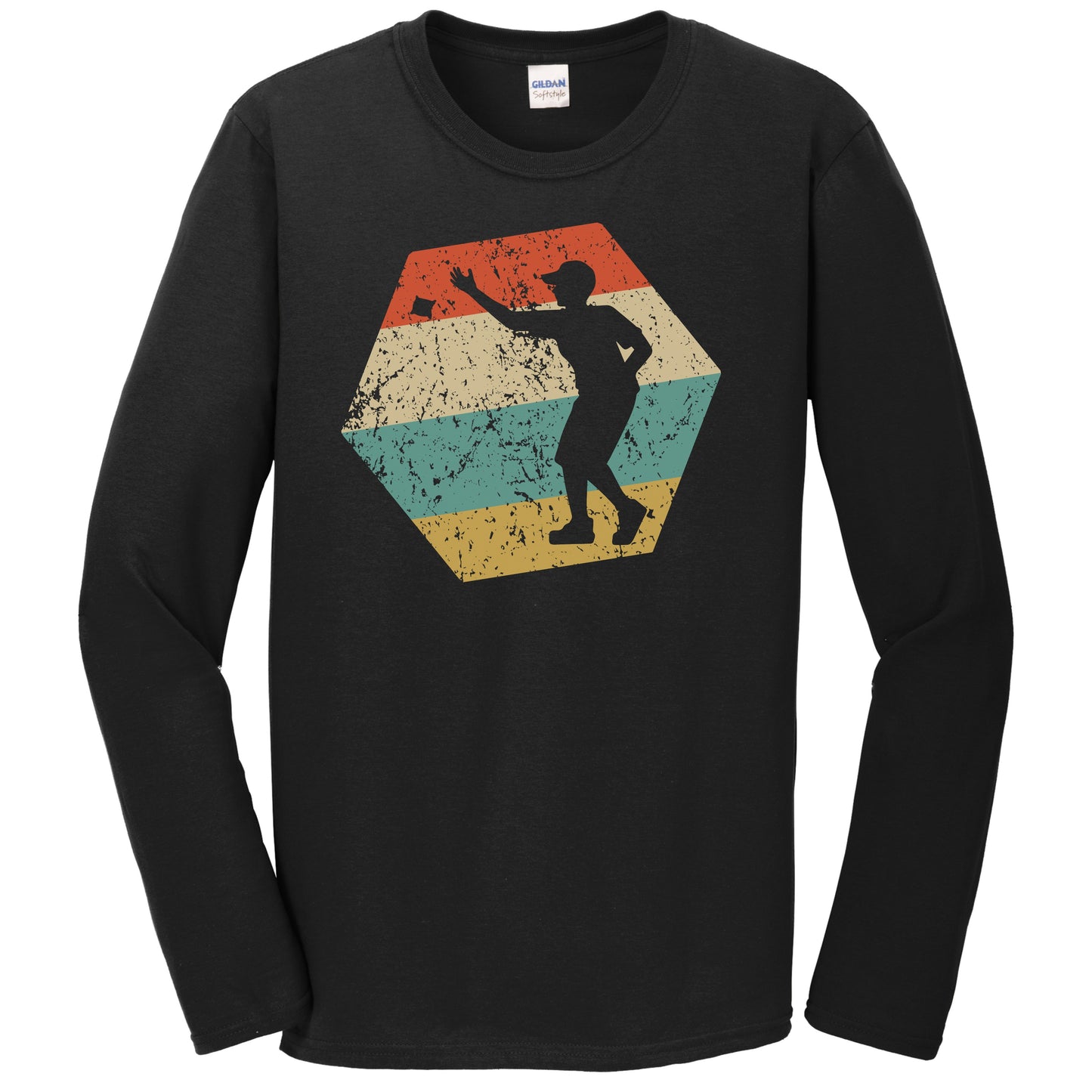 Cornhole Retro Distressed Hexagon Cornhole Toss Long Sleeve T-Shirt