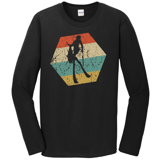 Spearfishing Retro Distressed Hexagon Spearfisherman Long Sleeve T-Shirt