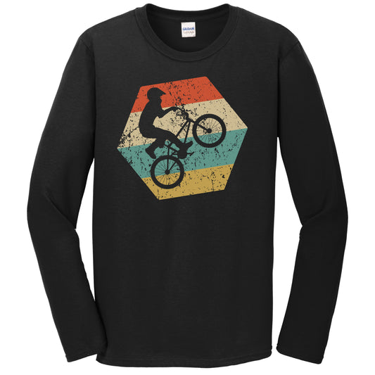 BMX Bike Retro Distressed Hexagon BMX Rider Long Sleeve T-Shirt