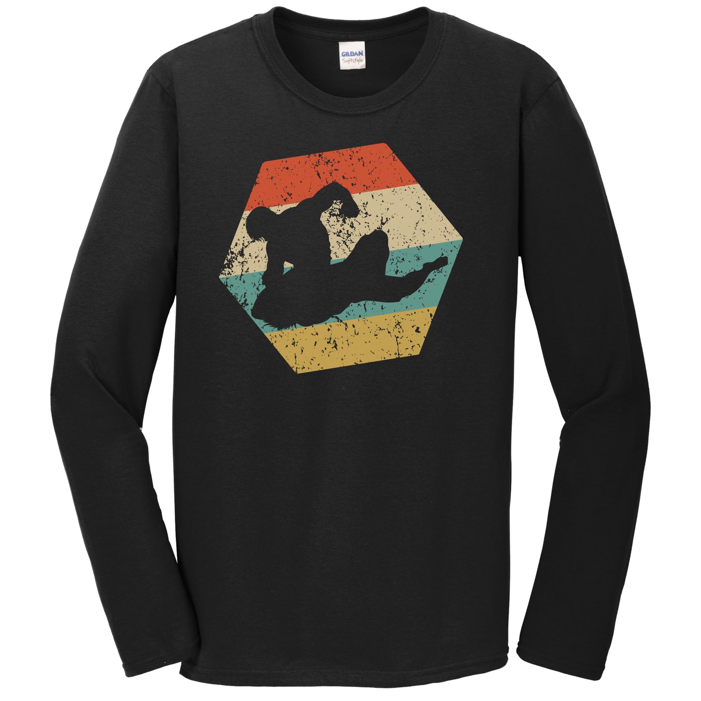 MMA Fighters Retro Distressed Hexagon Mixed Martial Arts Long Sleeve T-Shirt