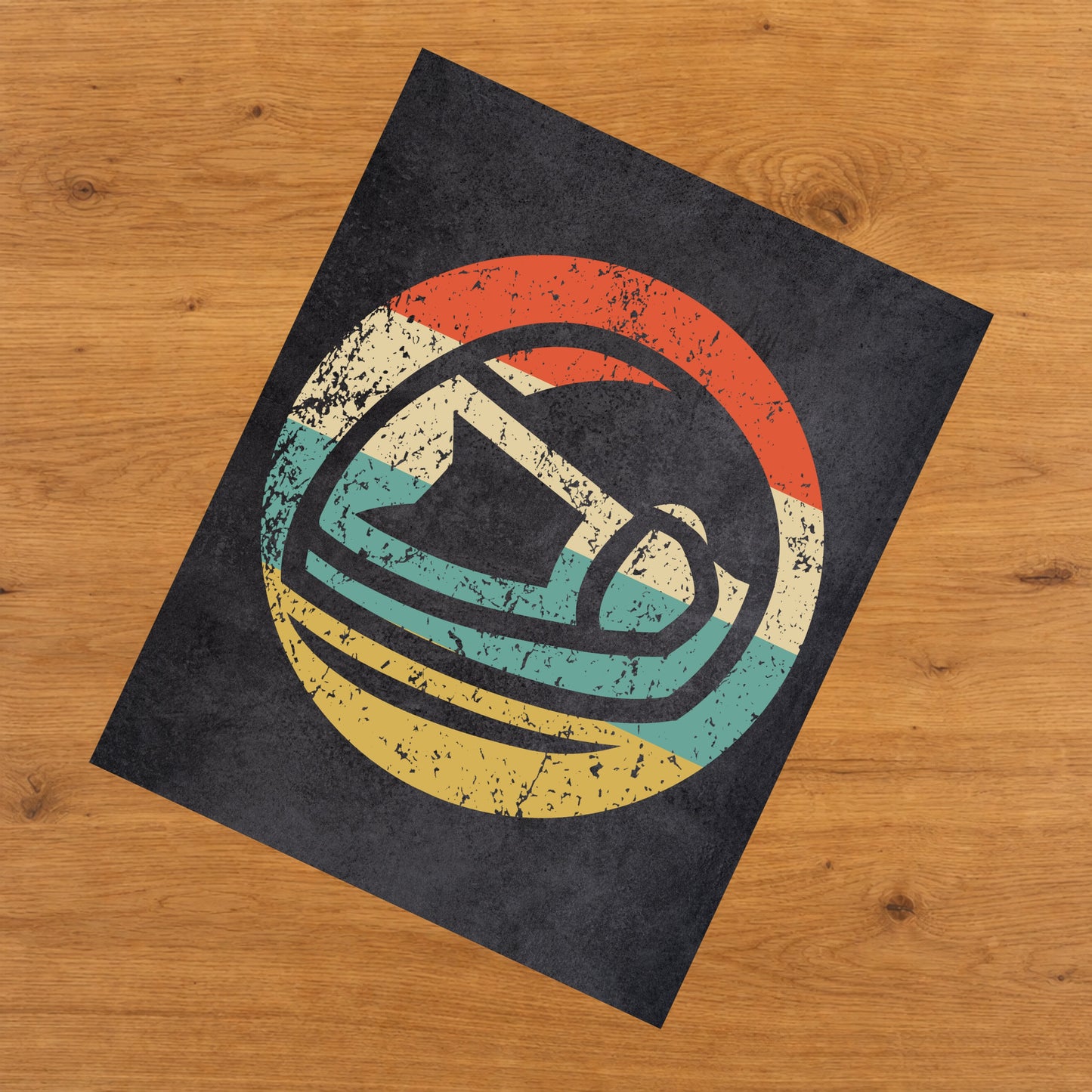 Motorcycle Helmet Icon Retro 8"x10" Wall Art Print