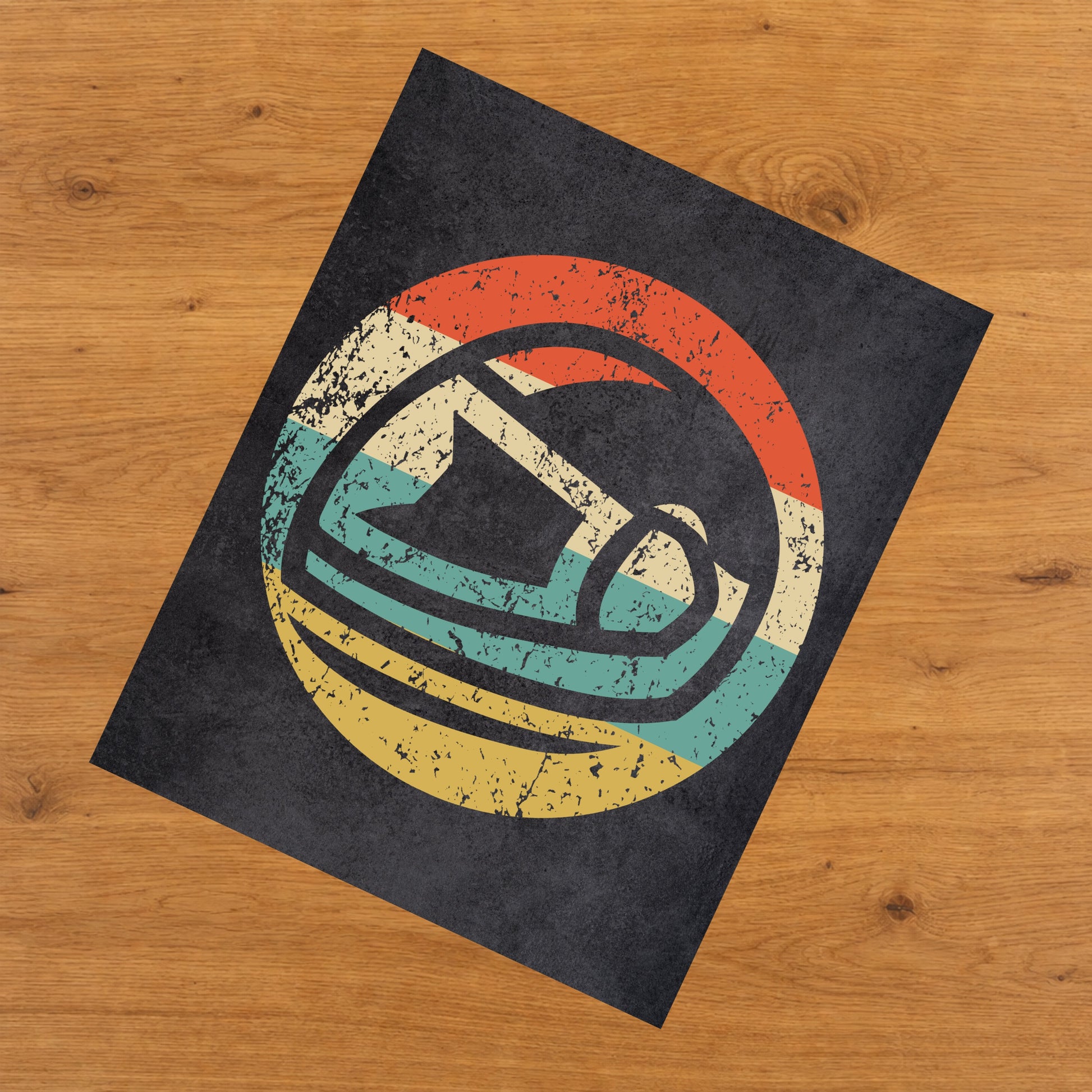 Motorcycle Helmet Icon Retro 8"x10" Wall Art Print