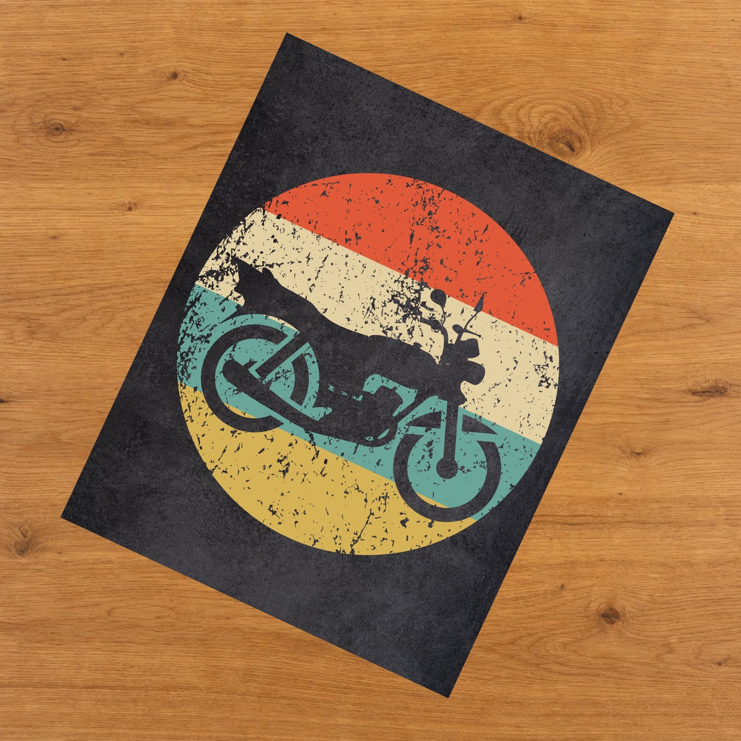Motorcycle Bike Icon Retro 8"x10" Wall Art Print