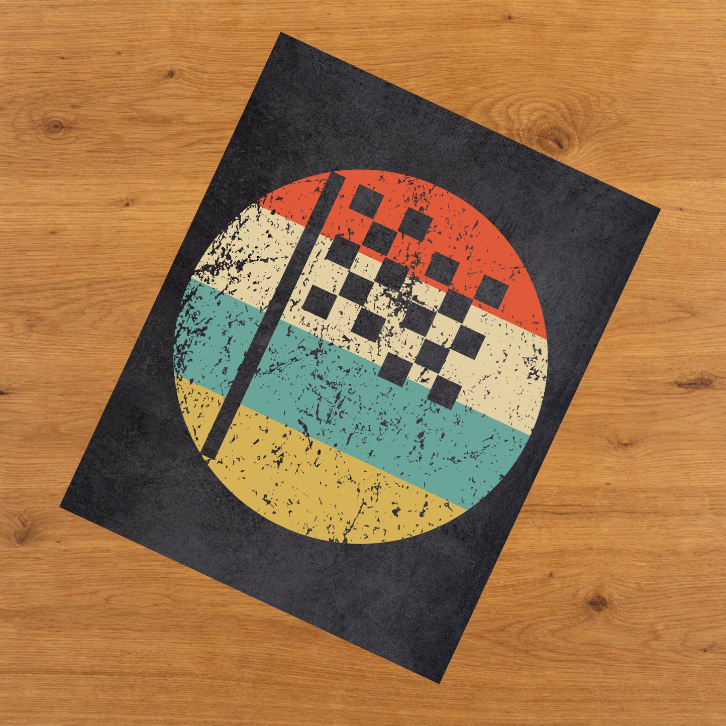 Checkered Flag Car Racing Icon Retro 8"x10" Wall Art Print