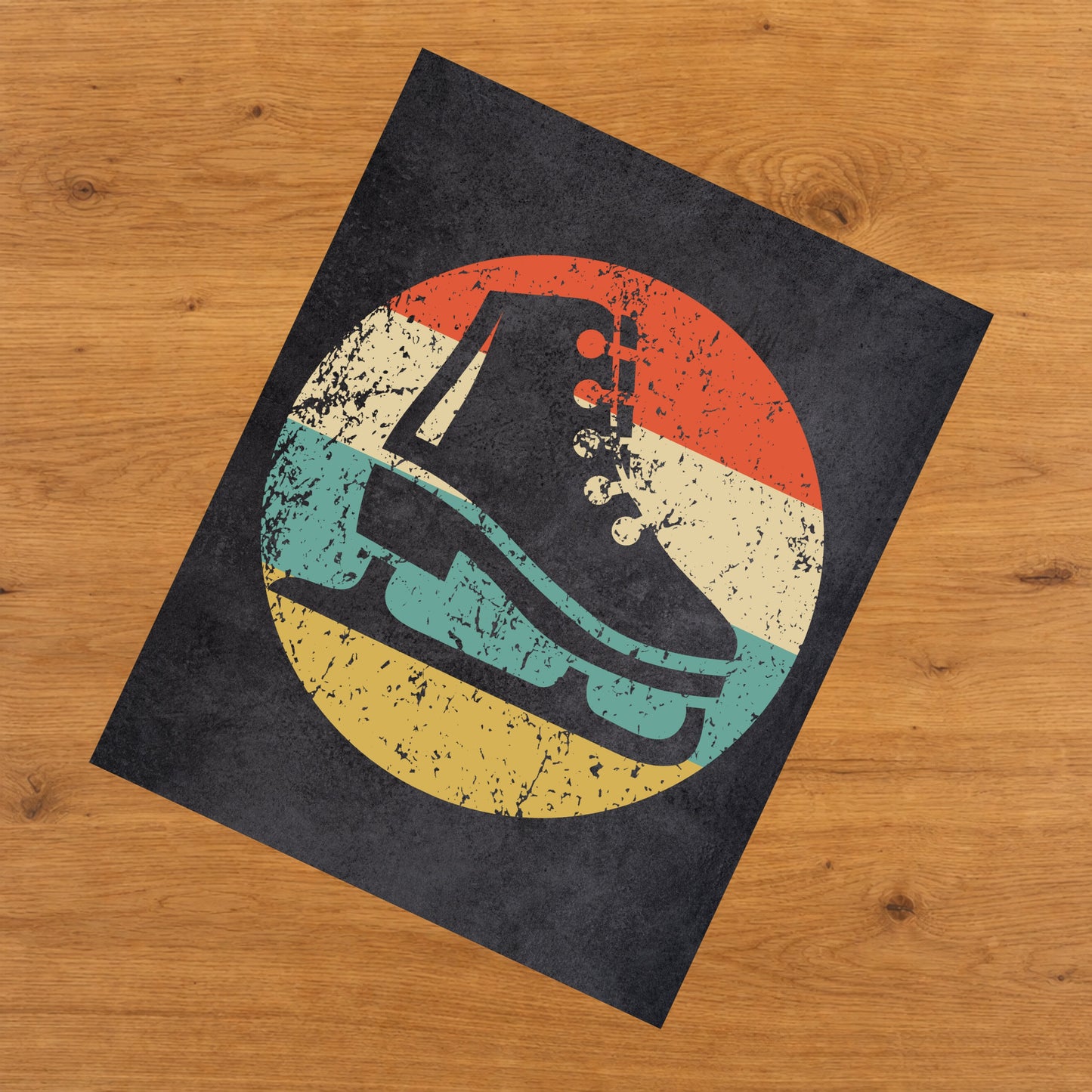 Ice Skate Figure Skating Icon Retro 8"x10" Wall Art Print