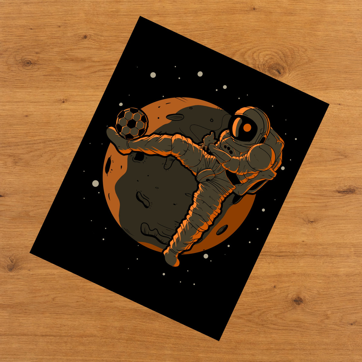 Soccer Astronaut Outer Space Spaceman 8"x10" Wall Art Print