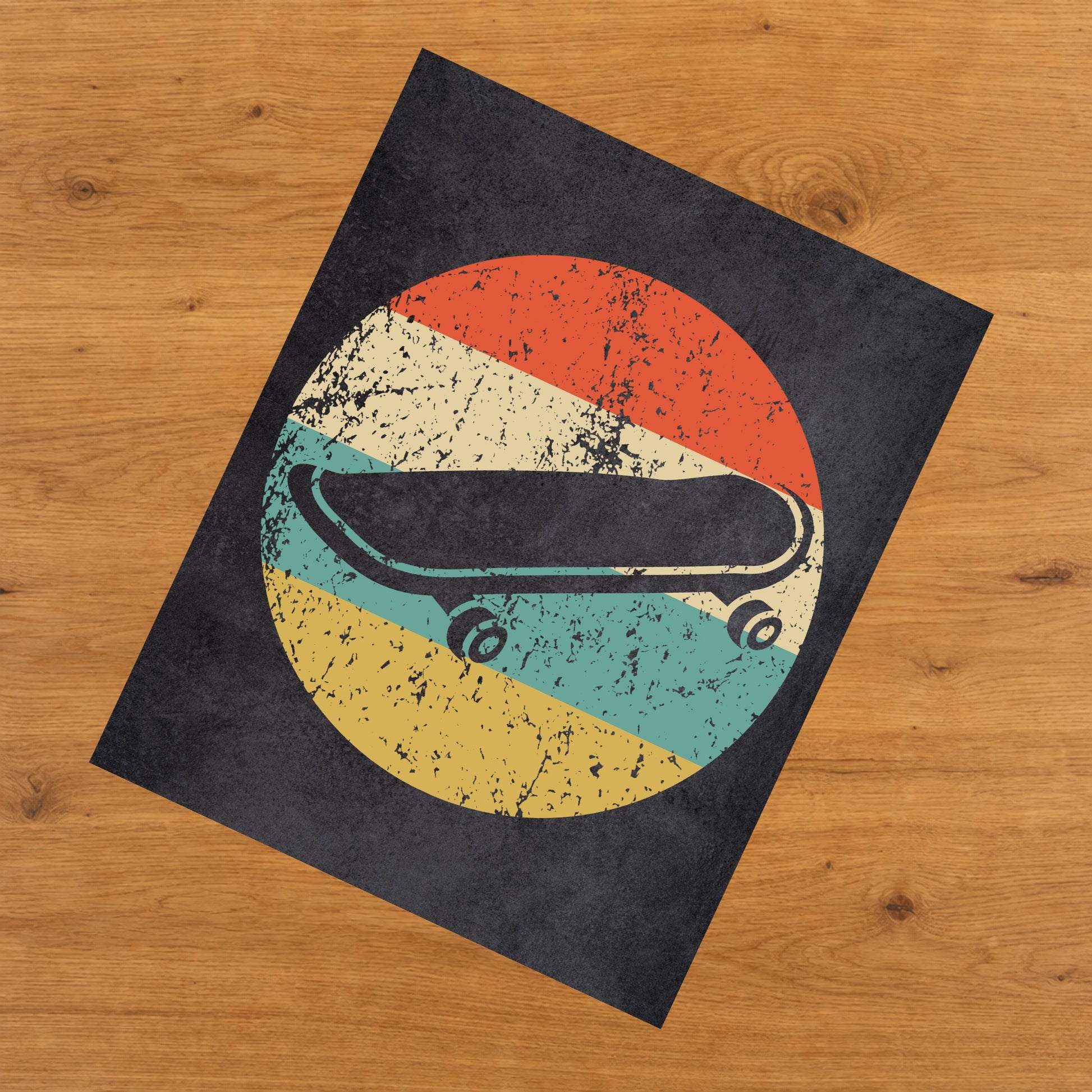 Skateboard Skateboarding Icon Retro 8"x10" Wall Art Print