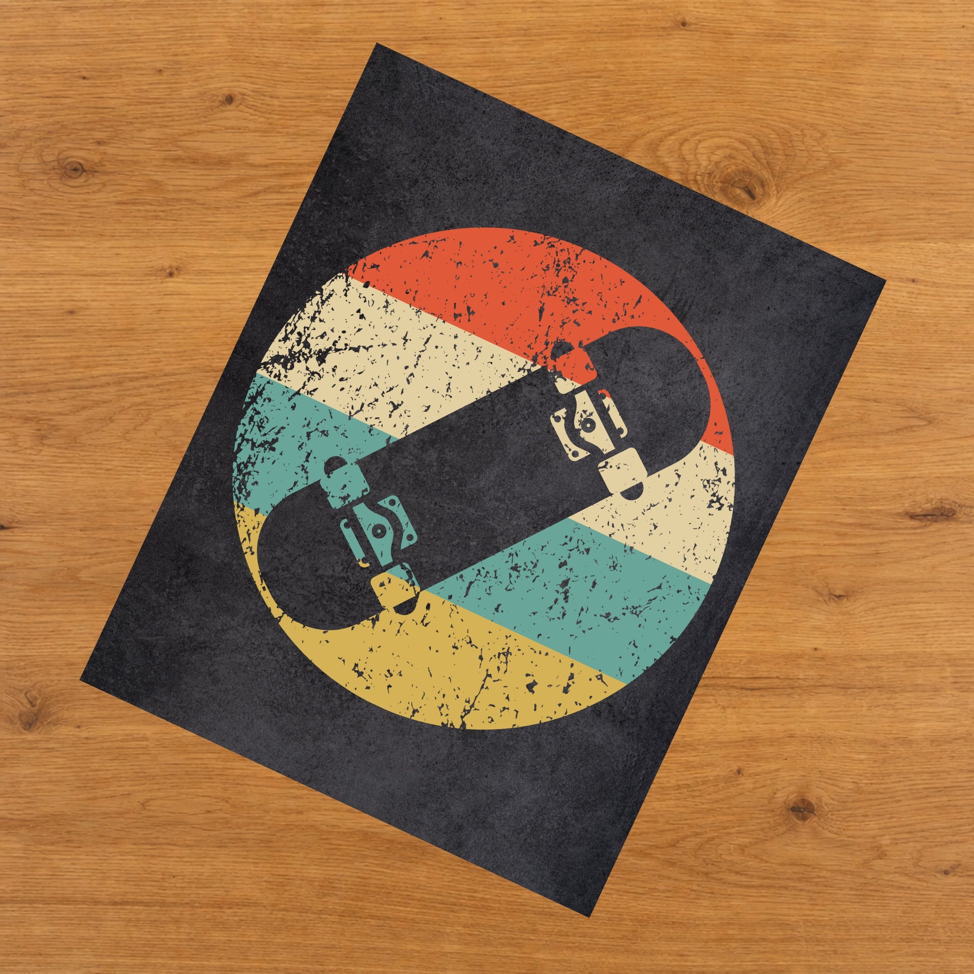 Skateboard Skateboarding Icon Retro 8"x10" Wall Art Print