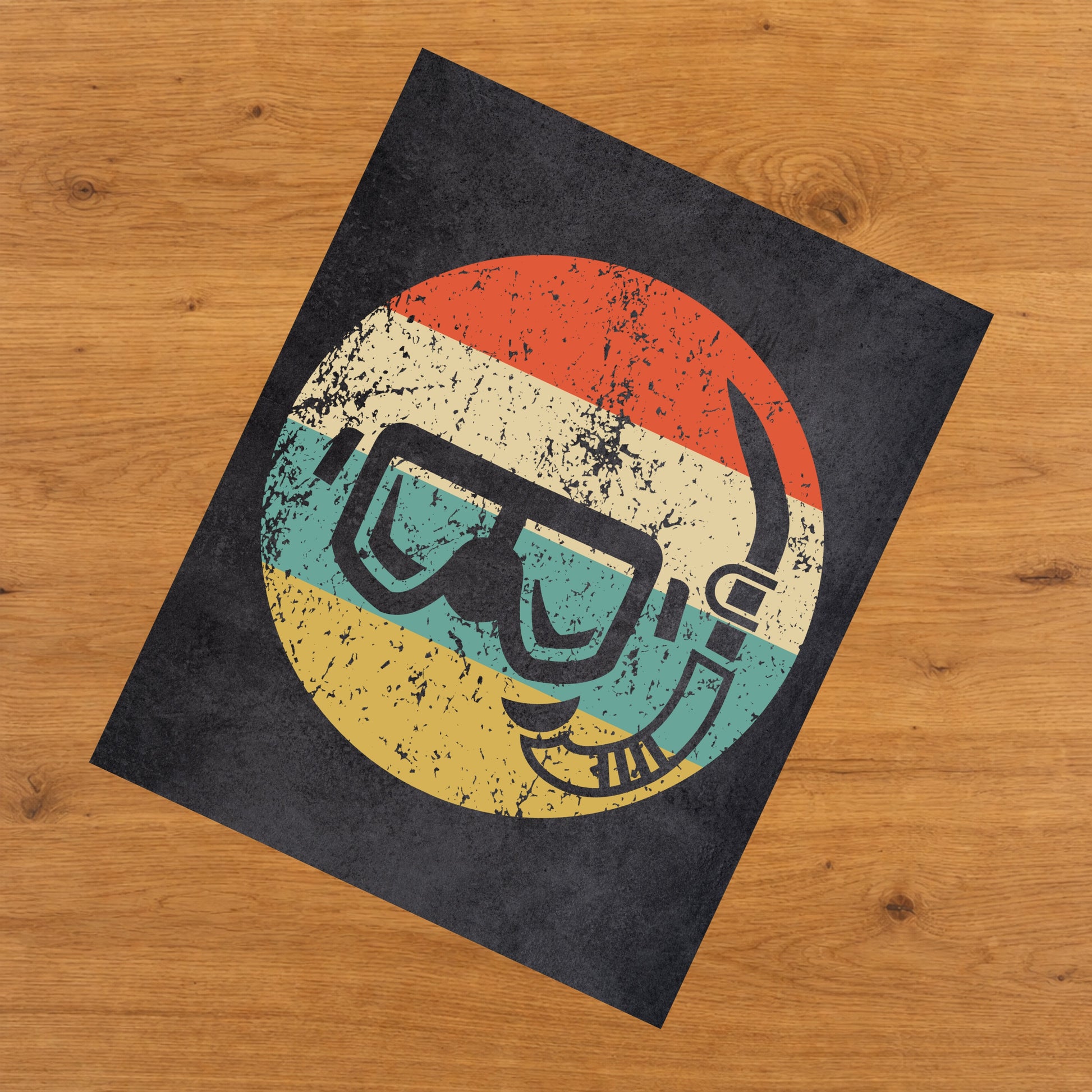 Snorkel Mask Snorkeling Icon Retro 8"x10" Wall Art Print