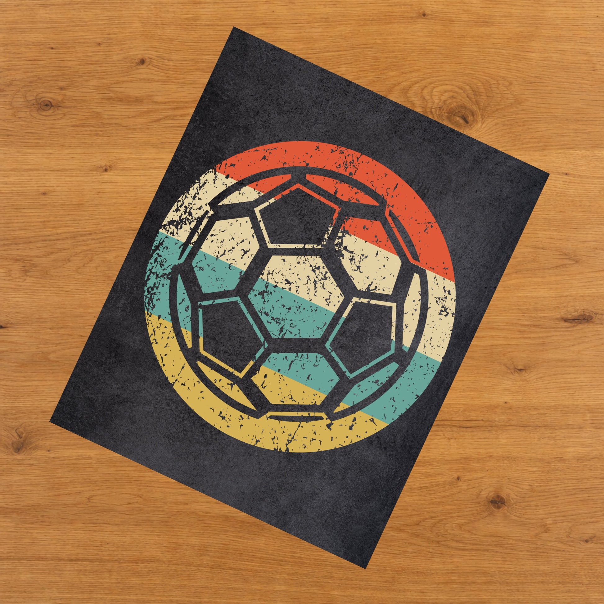 Soccer Ball Sports Icon Retro 8"x10" Wall Art Print