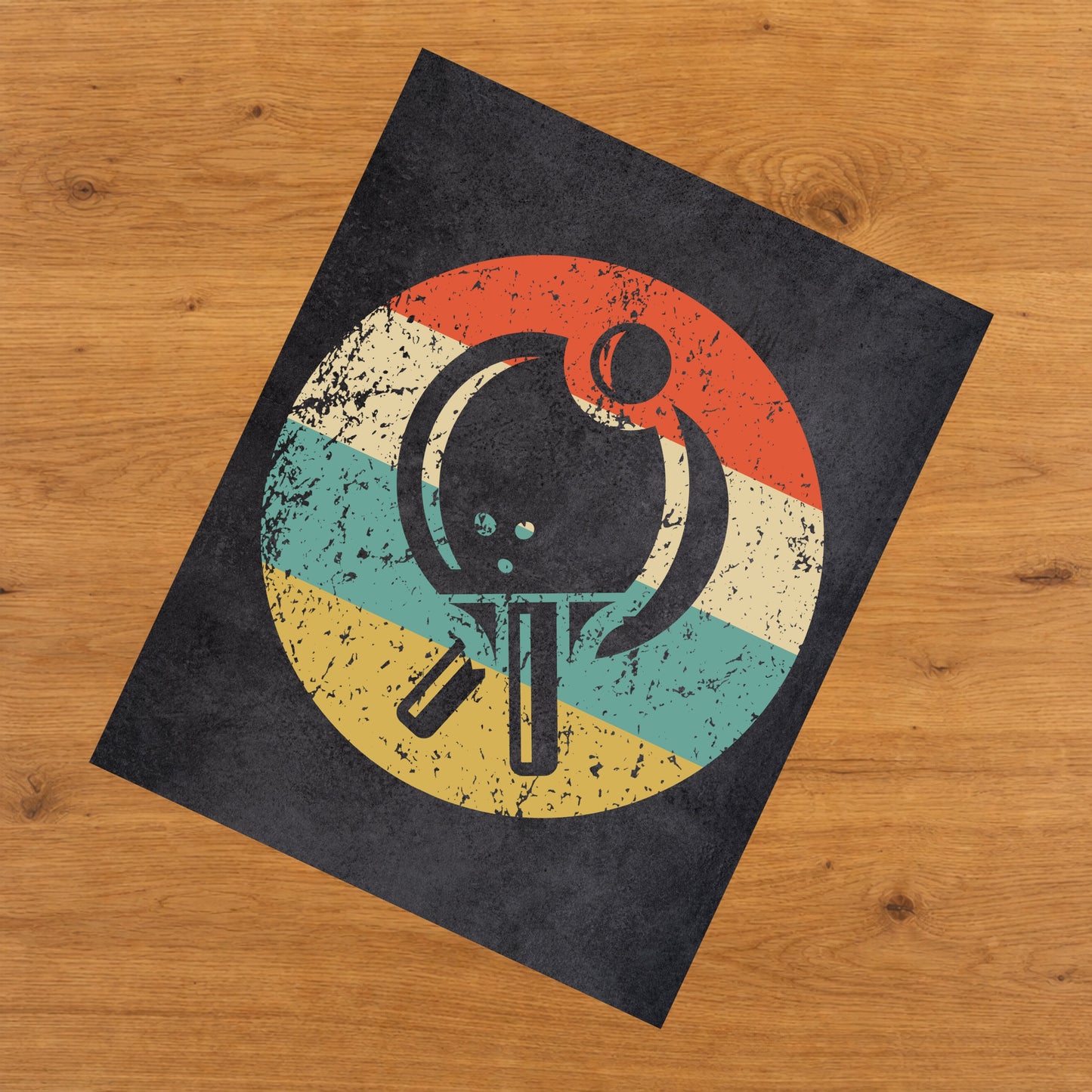 Table Tennis Paddles Icon Retro 8"x10" Wall Art Print