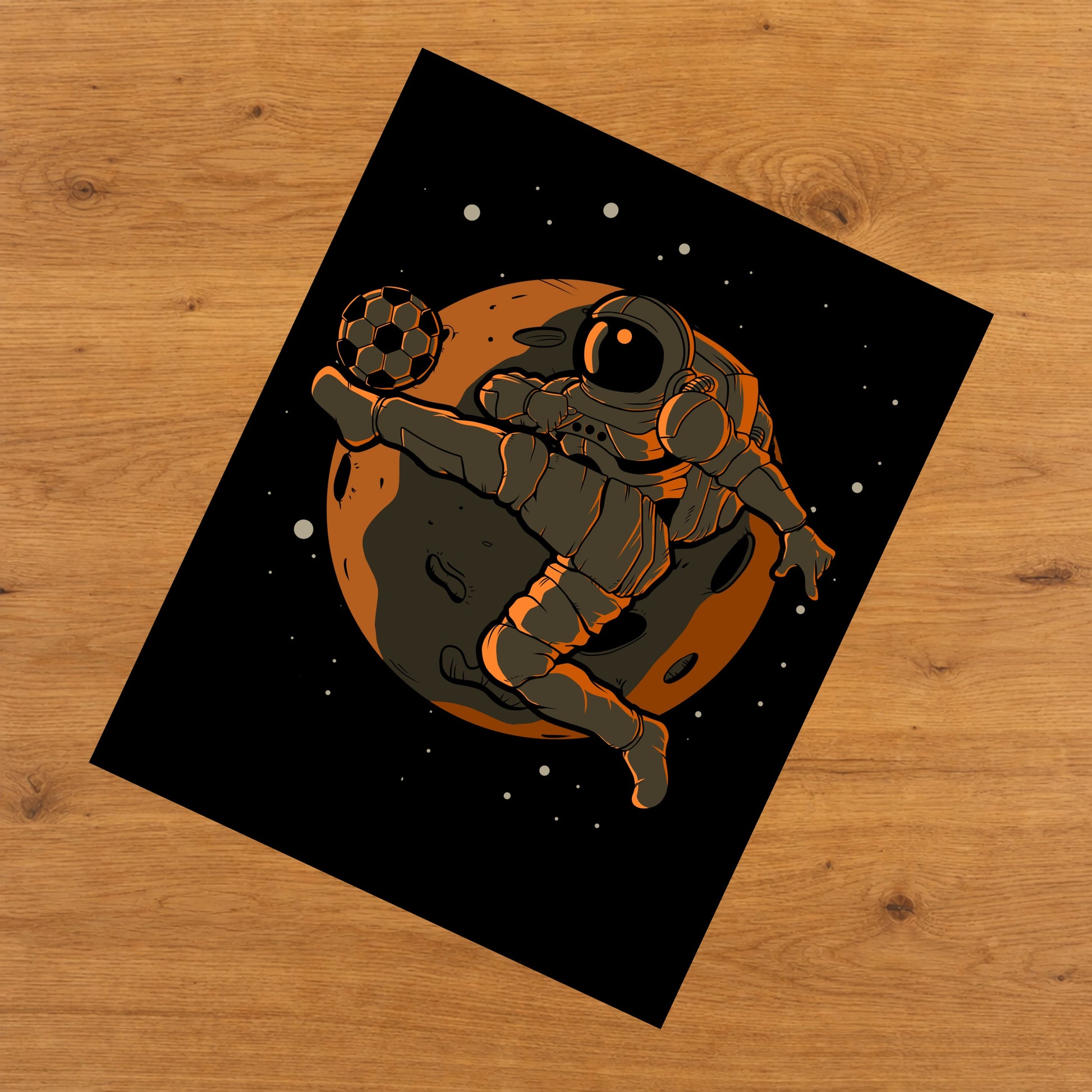 Soccer Astronaut Outer Space Spaceman 8"x10" Wall Art Print