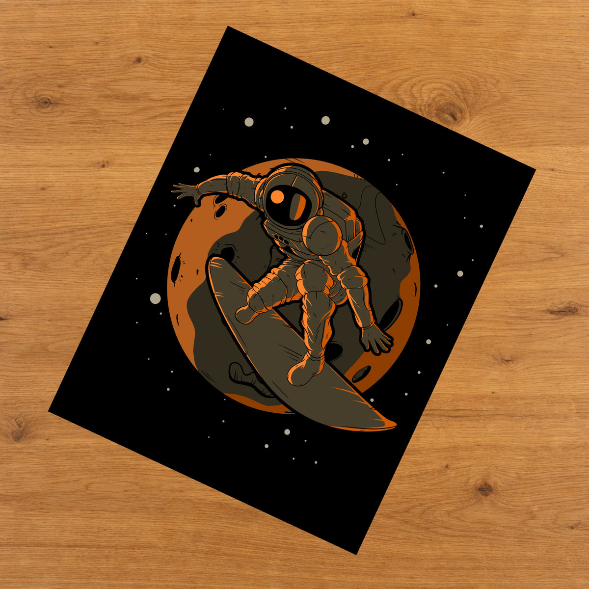 Surfing Astronaut Outer Space Spaceman 8"x10" Wall Art Print
