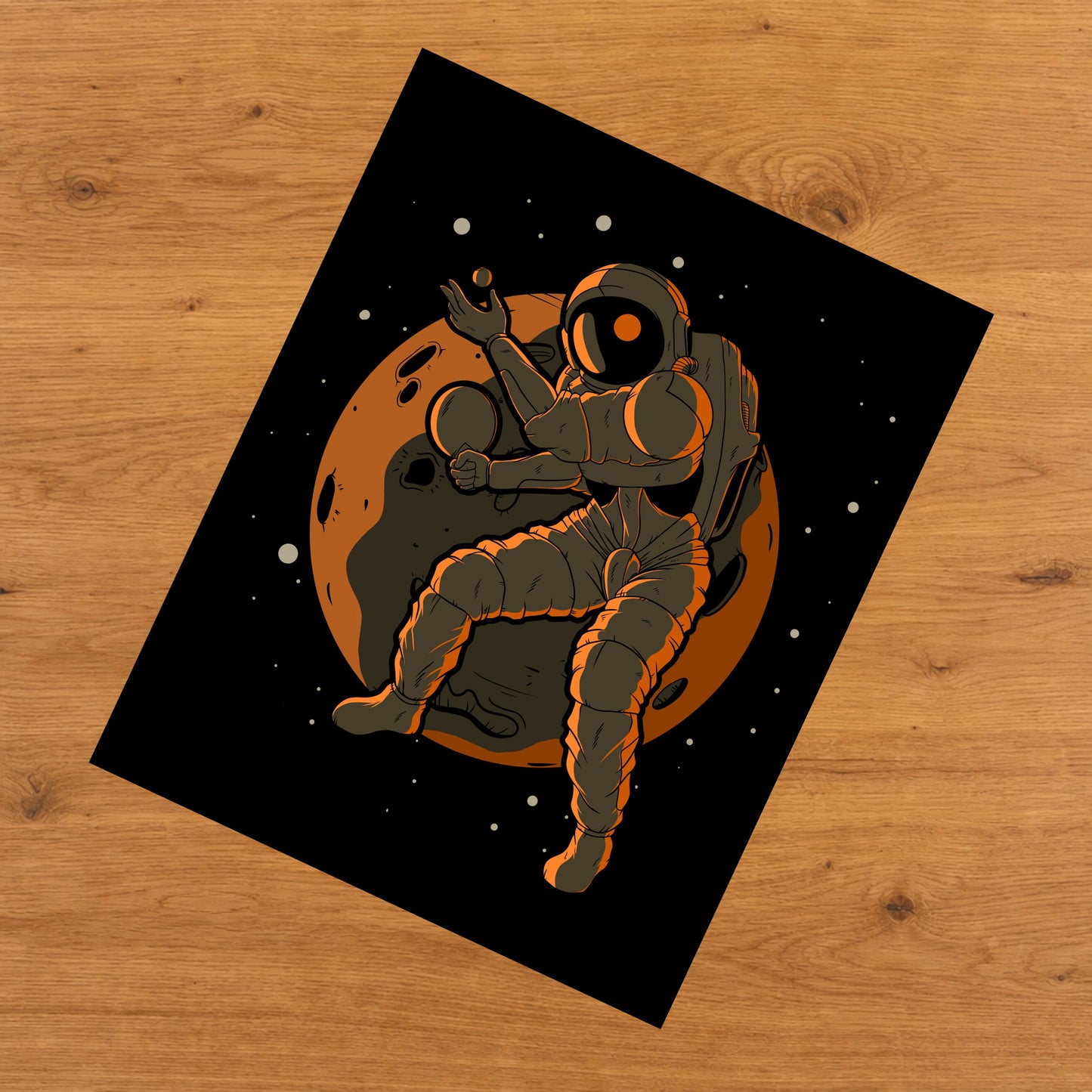Table Tennis Astronaut Outer Space Spaceman 8"x10" Wall Art Print