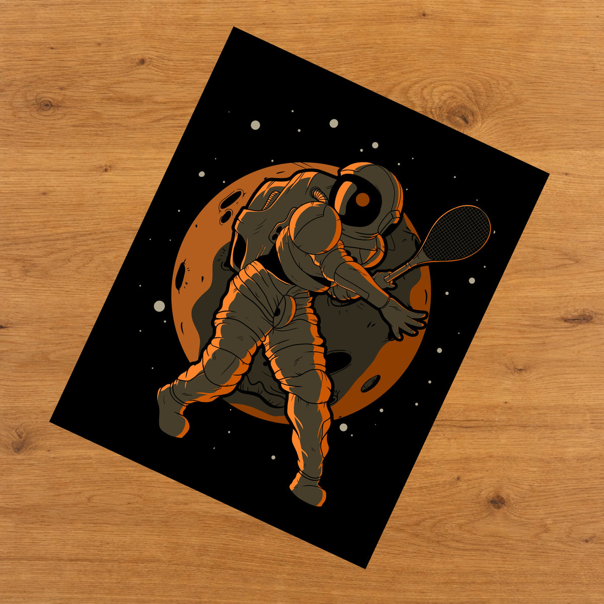 Tennis Astronaut Outer Space Spaceman 8"x10" Wall Art Print