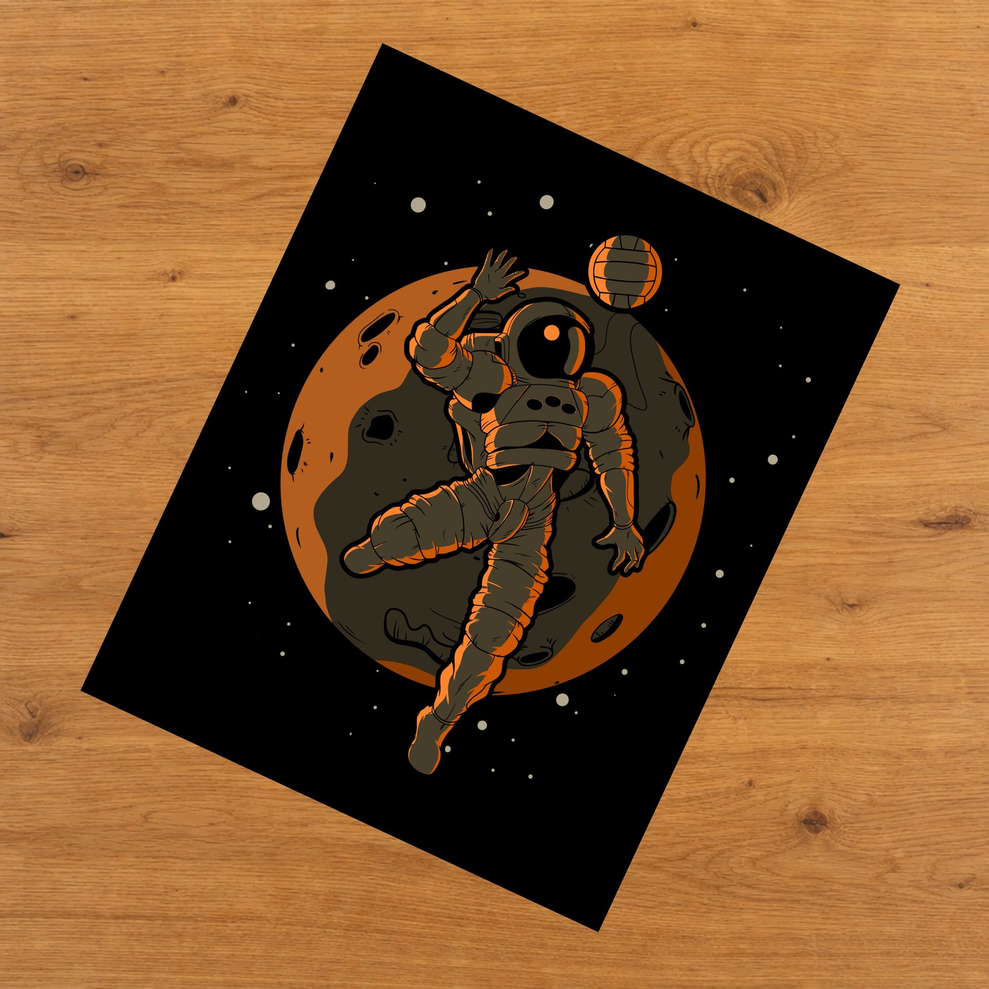 Volleyball Astronaut Outer Space Spaceman 8"x10" Wall Art Print